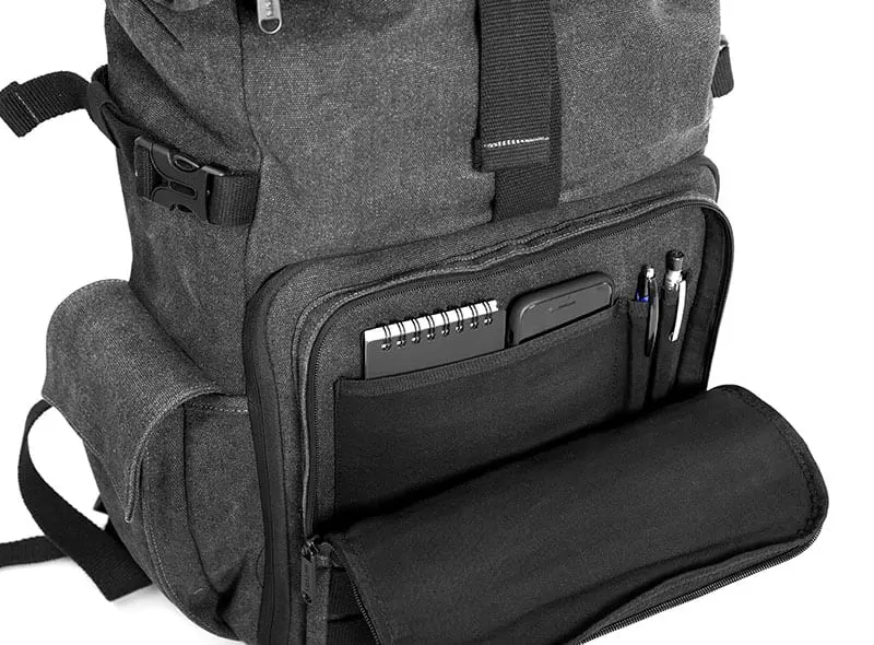rolltopbag Black with note pen