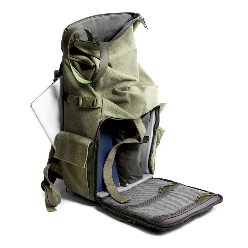 rolltopbag green all open
